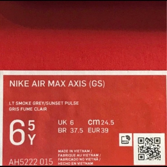 NWB Nike Air Max Axis GS Light Smoke Grey Sunset Pulse Sneakers - Picture 8 of 9